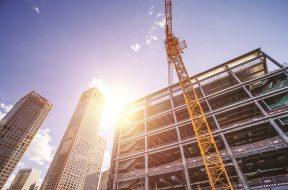 Construction site with cranes